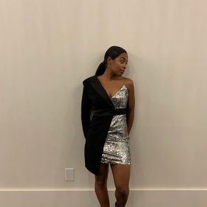 Silver Knight One Sleeved Dress